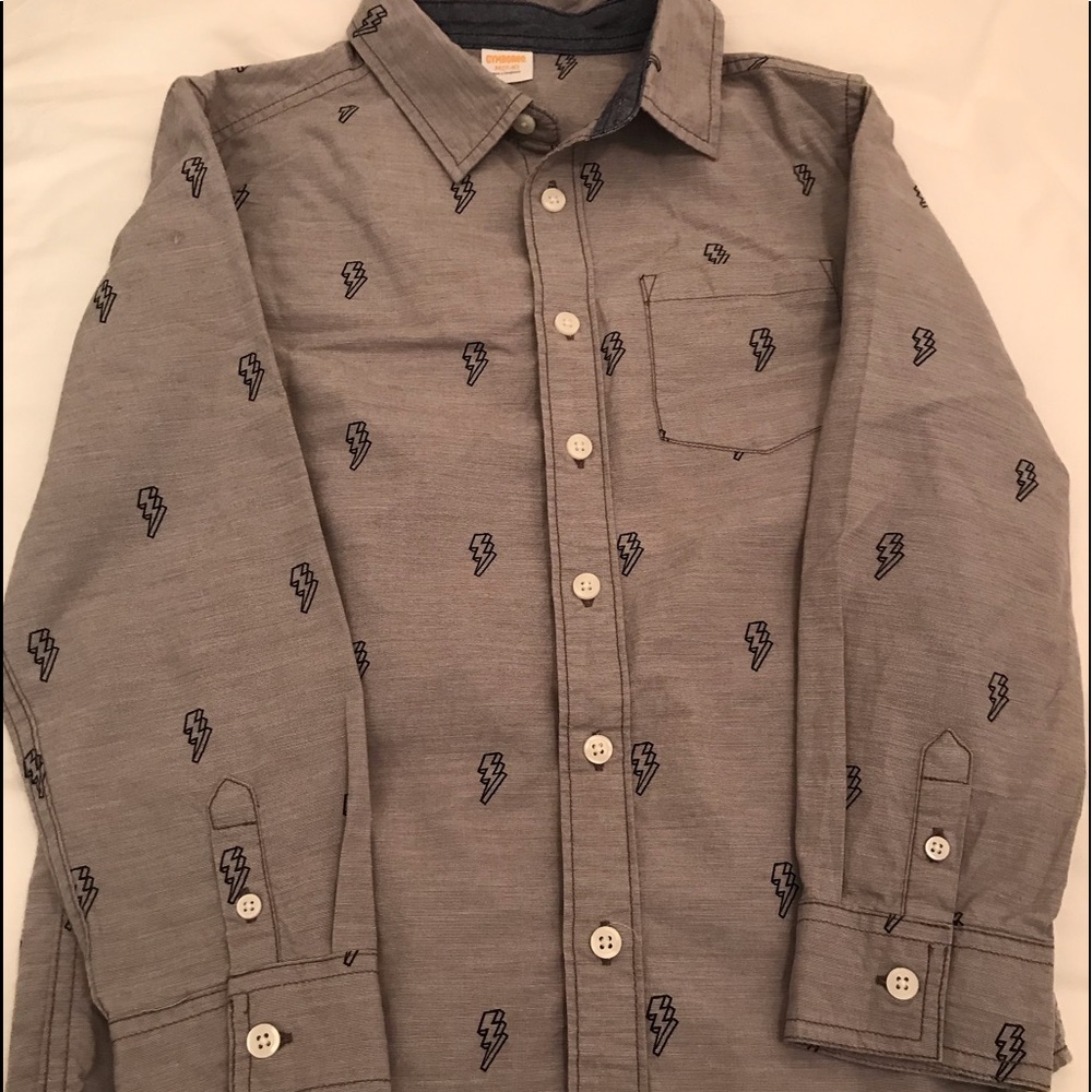 Boys Lightening bolt button up collared shirt